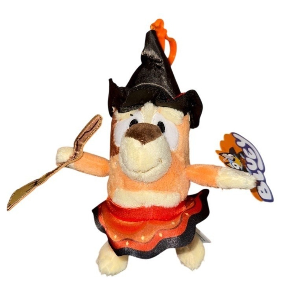 Bluey Bingo Halloween Witch Plush Backpack purse keys Clip Keychain 6in Dan Dee